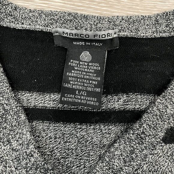 Marco Fiori Mens Sweater Pure Wool Tight Knit Pullover V-Neck Gray Size Large - Picture 3 of 7